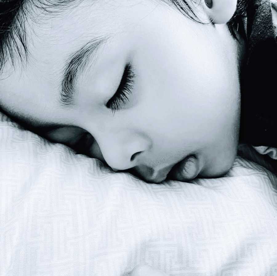 An autistic toddler sleeping 