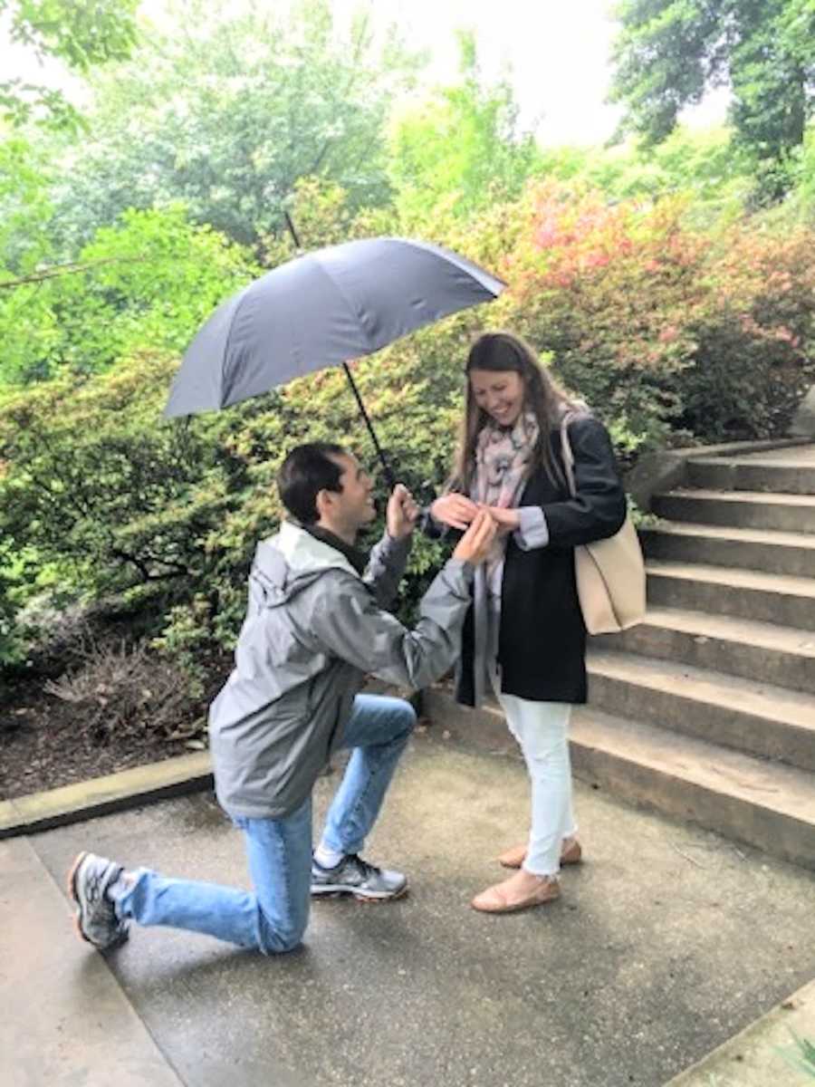 proposal in the rain