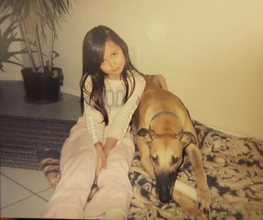 young girl with her dog