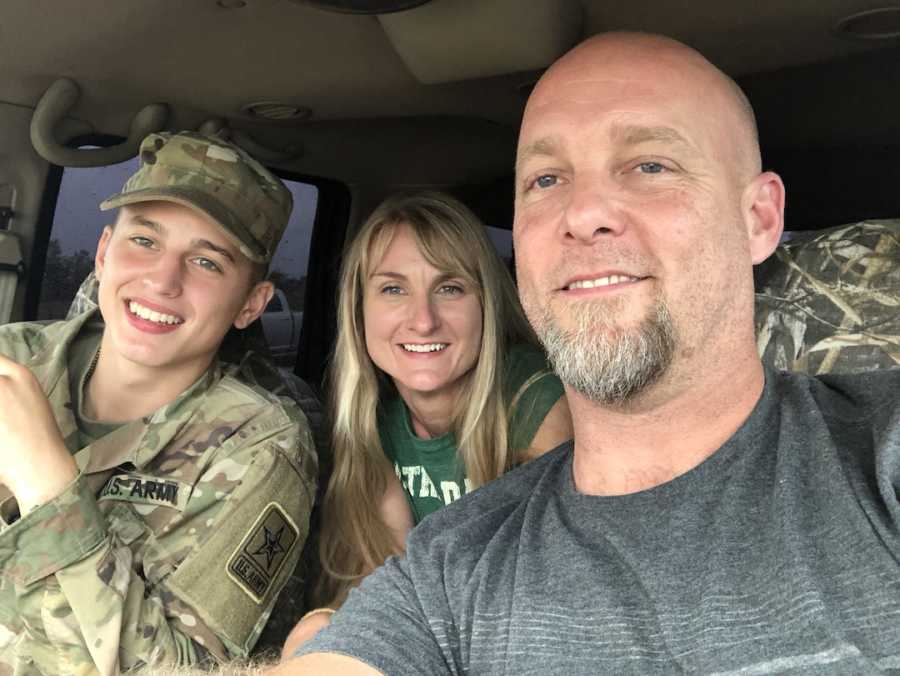 family photo in a car