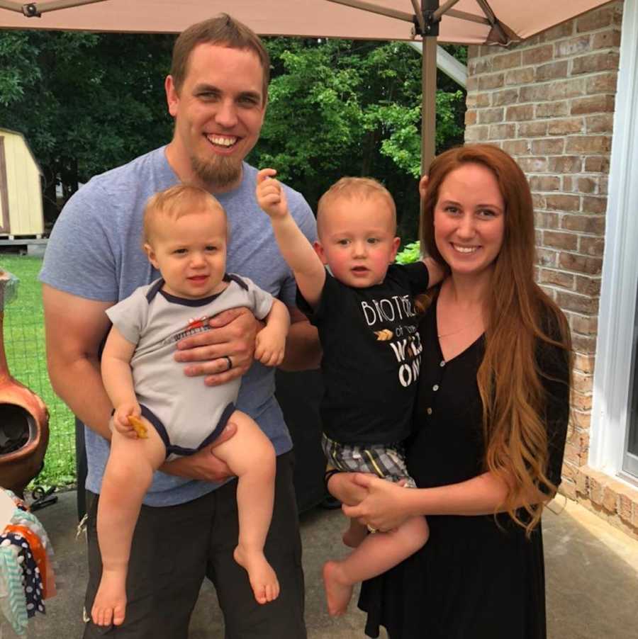 family portrait outside with two kids