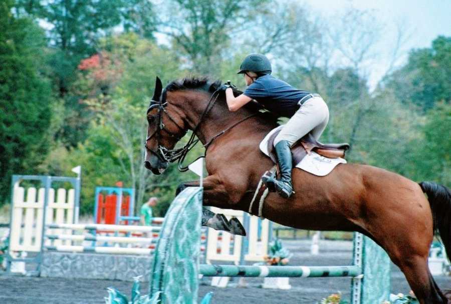 Teen girl competes in horseback riding competition