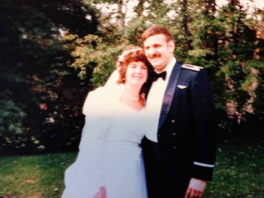 A couple together on their wedding day