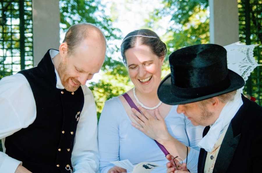 A man and woman together at their wedding