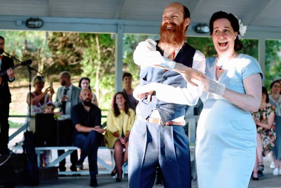 A man and woman together at their wedding