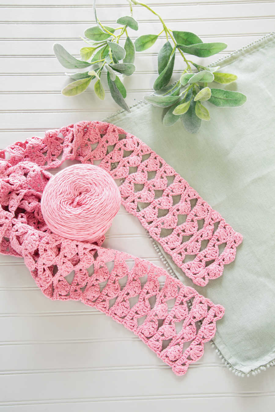pink handmade scarf