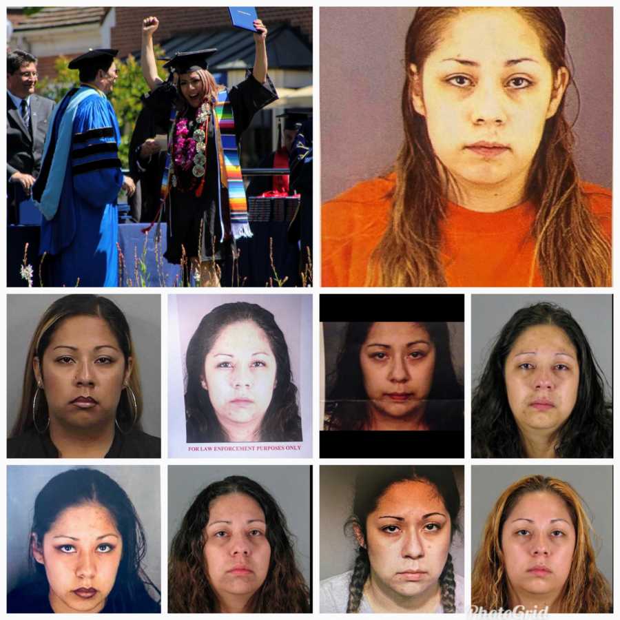 Human trafficking survivor and recovered addict shows her many many mugshots and her celebrating her college graduation