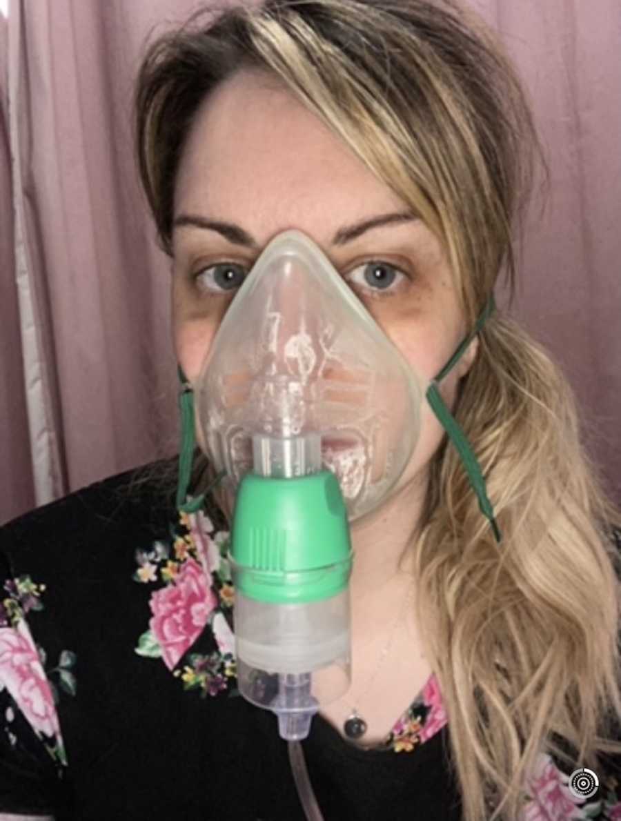 woman with nebulizer