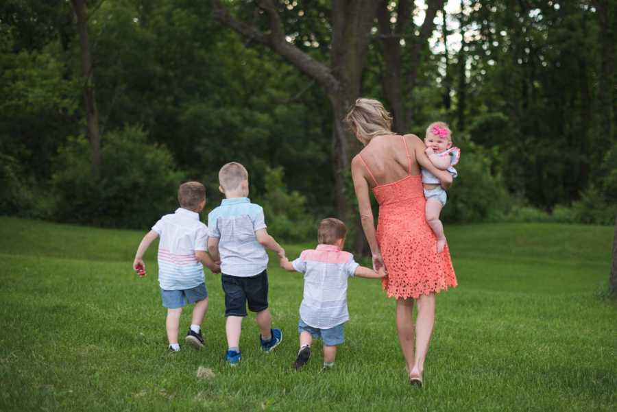 A woman and her four children