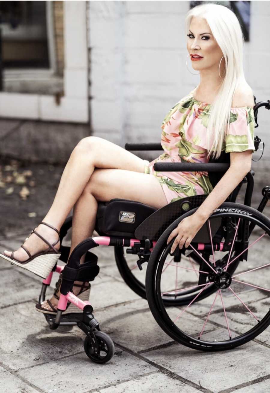 Lolly in her wheelchair.