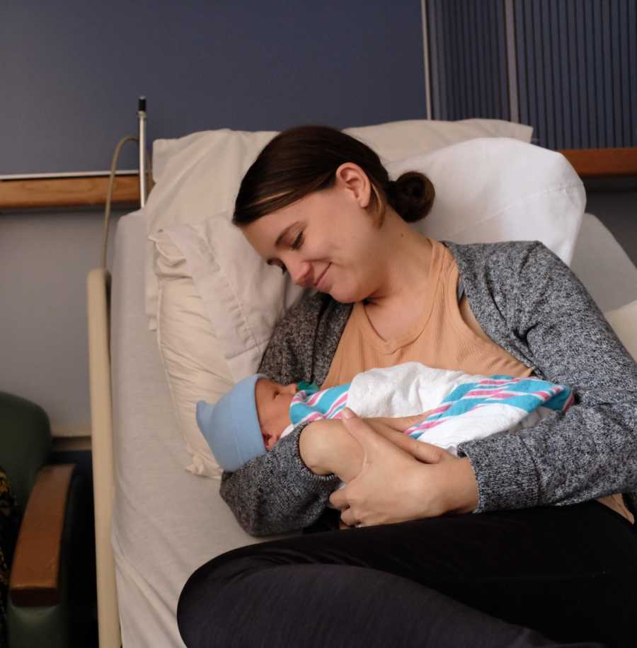 mom holding her baby