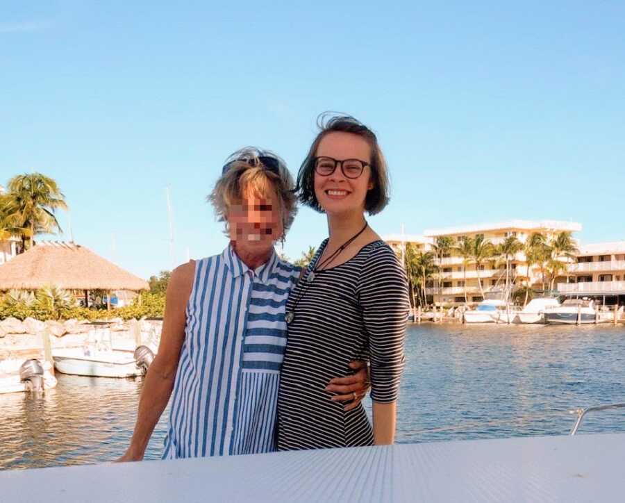 Woman with her mother by the sea