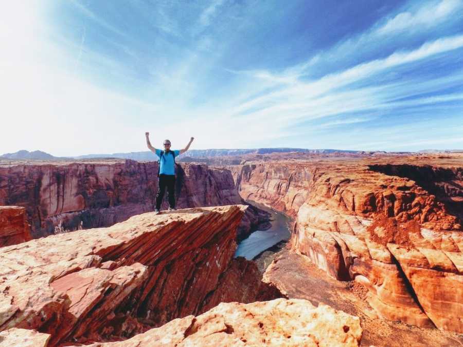 homeless man on a cliff