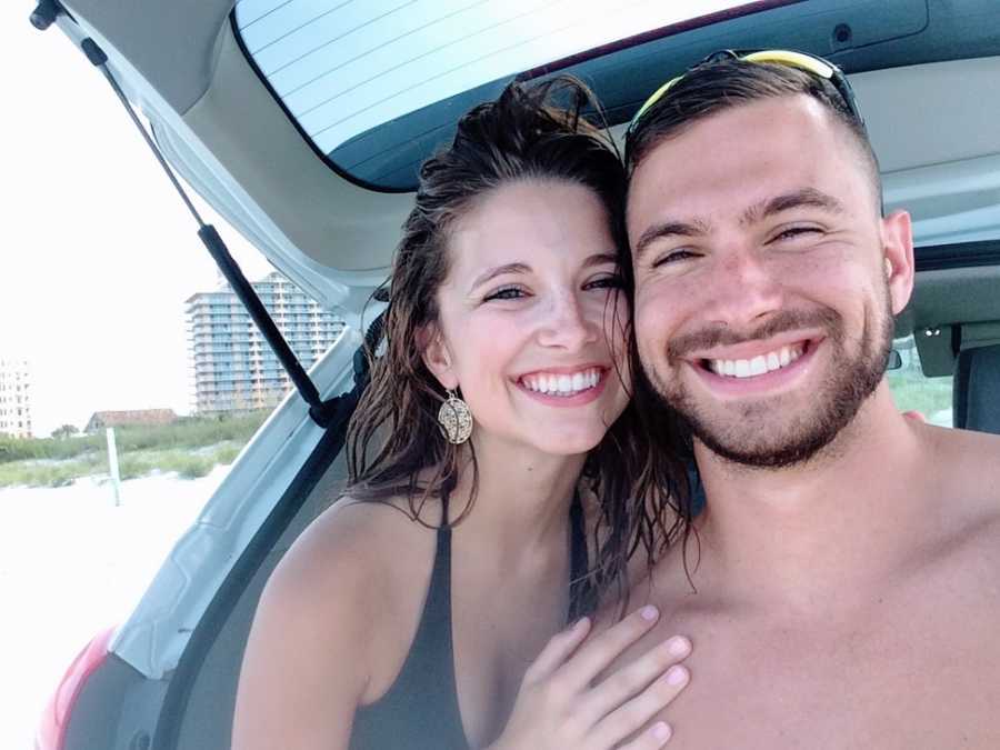 Husband and wife in trunk of car