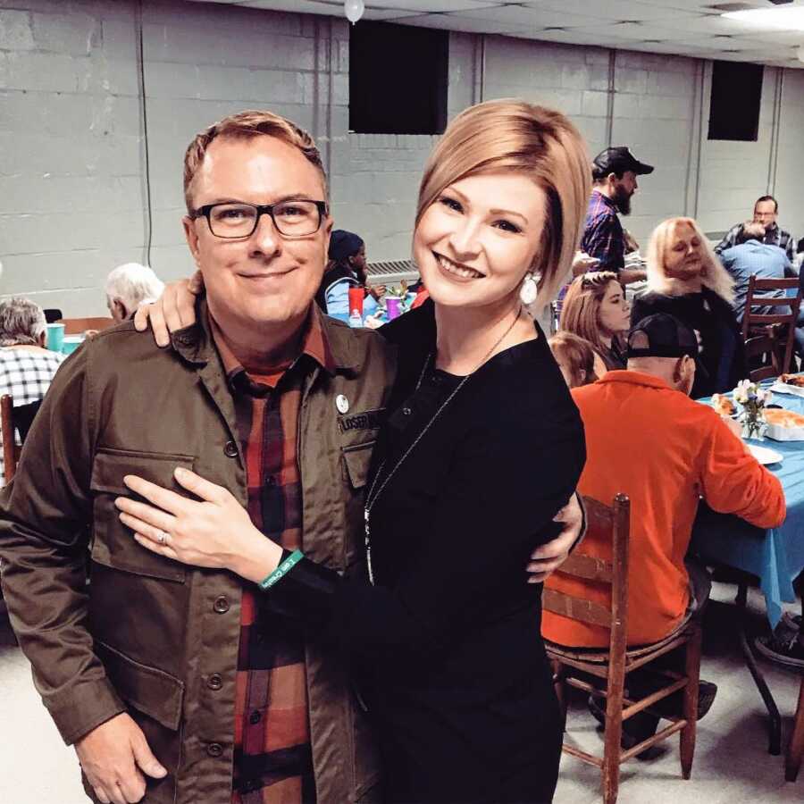 Mom of four takes a photo with her pastor, the man she credits for saving her life