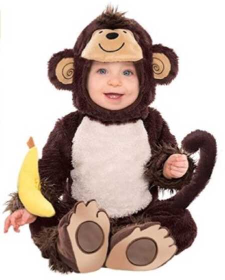 Brown baby monkey costume for Halloween. 