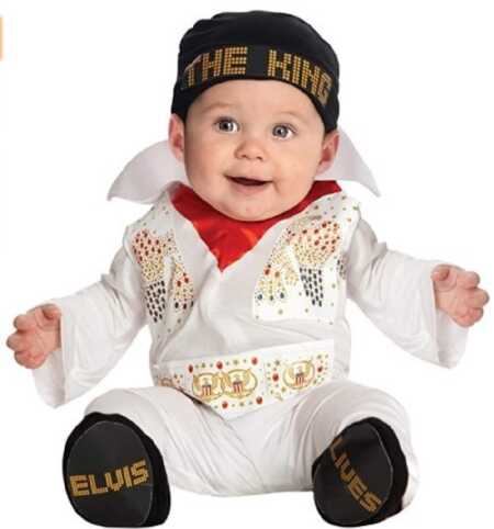 Funny baby Elvis The King Halloween costume. 