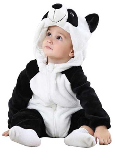 Black and white baby panda bear costume. 