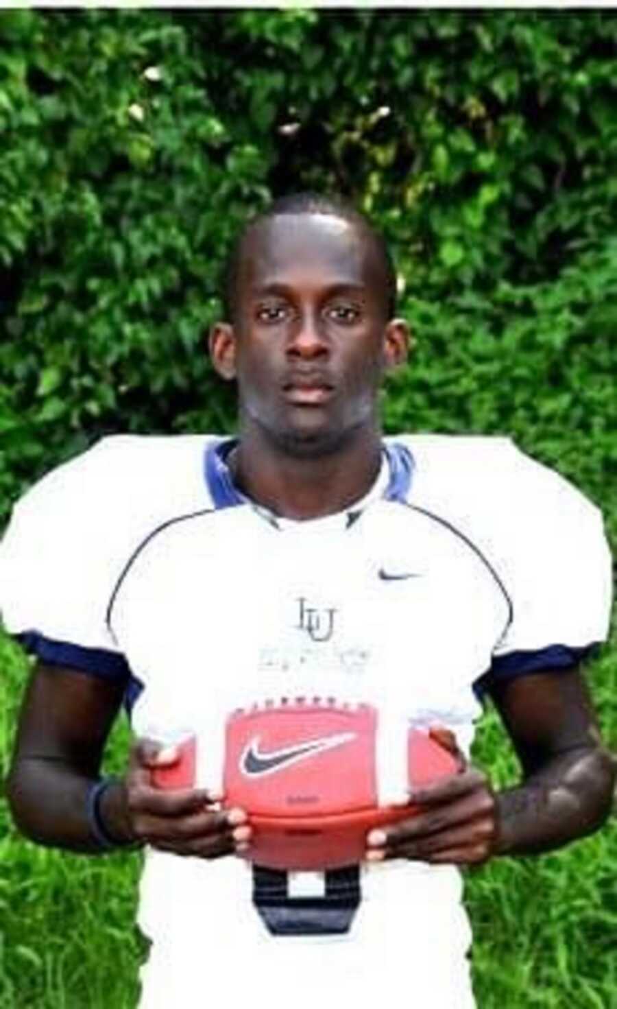 Fletcher Cleaves wearing his Lambuth University football uniform. 