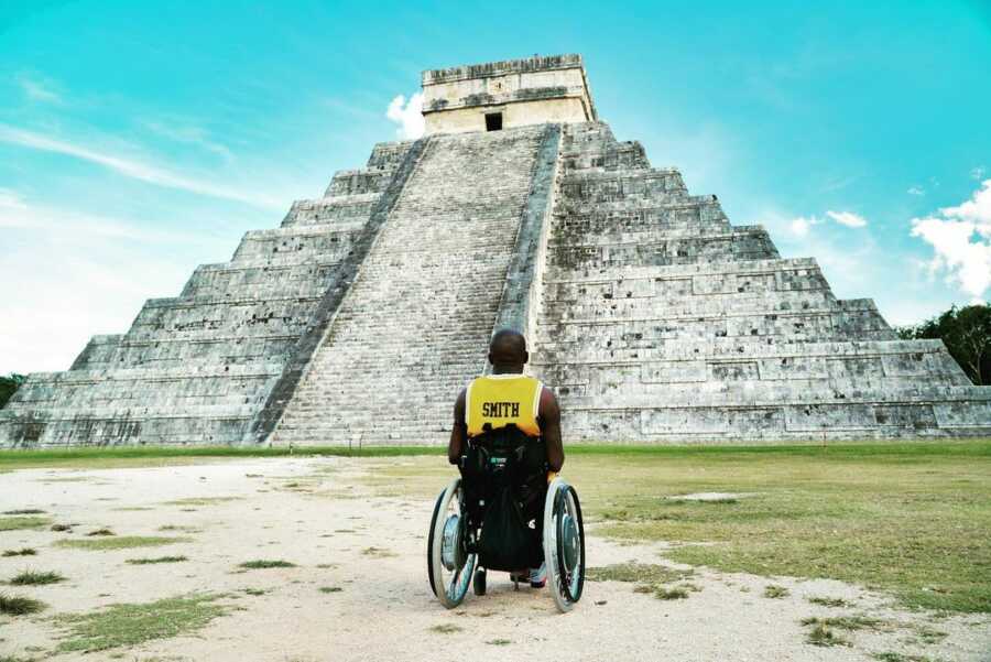 Fletcher Cleaves travels the world in his wheelchair.