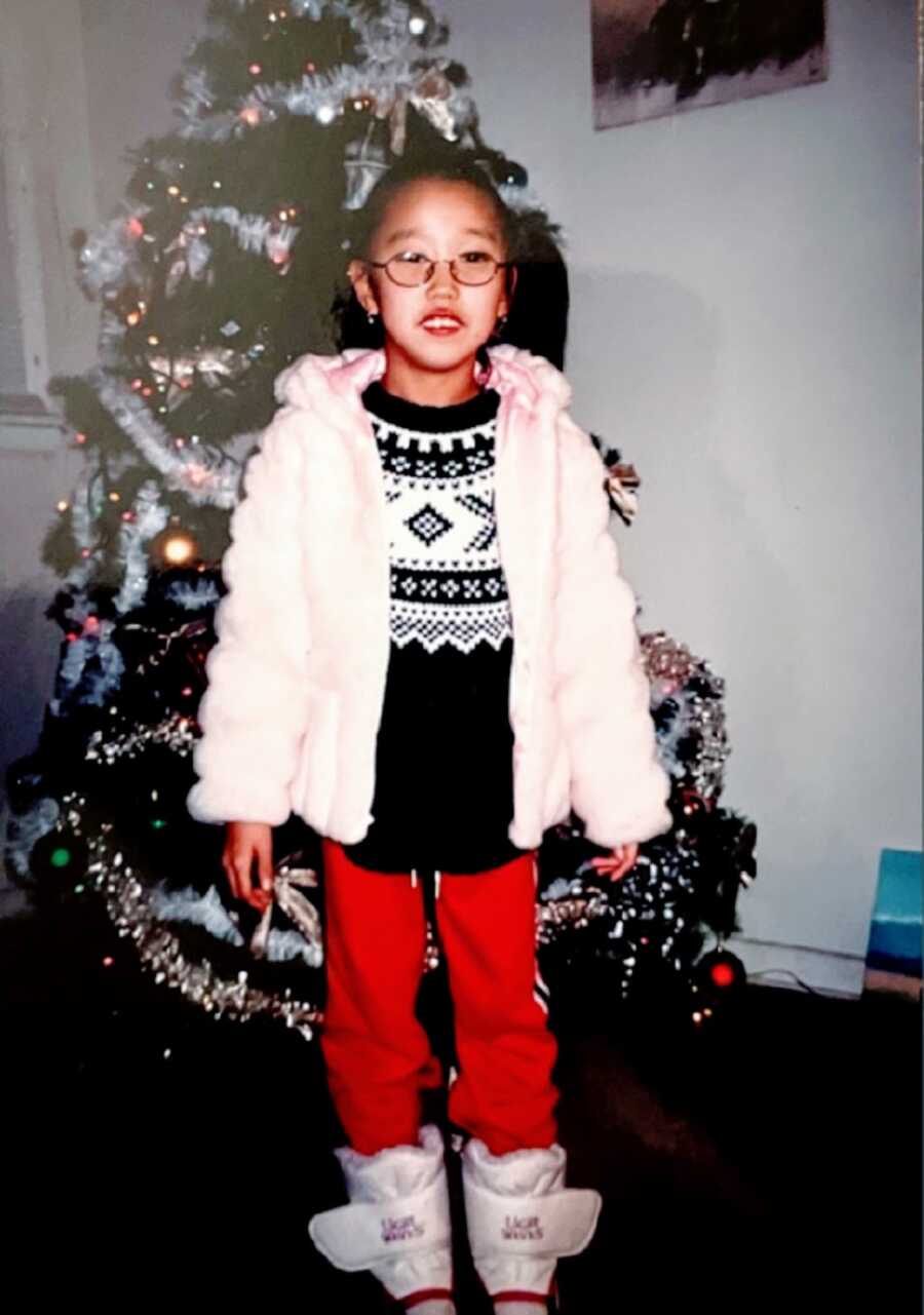 Girl with cerebral palsy wearing leg braces