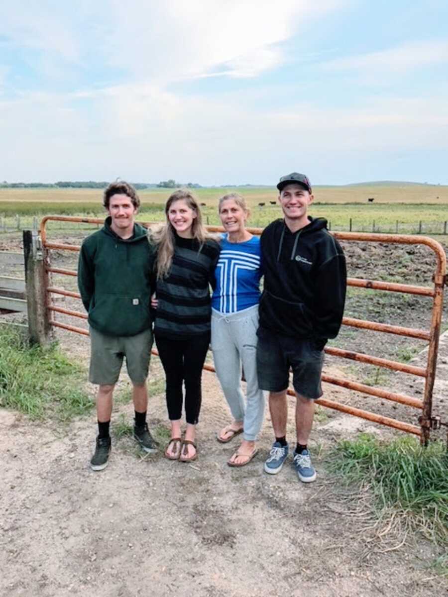 Woman with her siblings at a farm