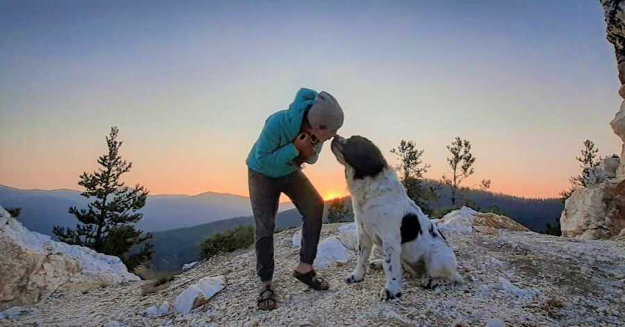 Marianna and Maggie hike at sunset.