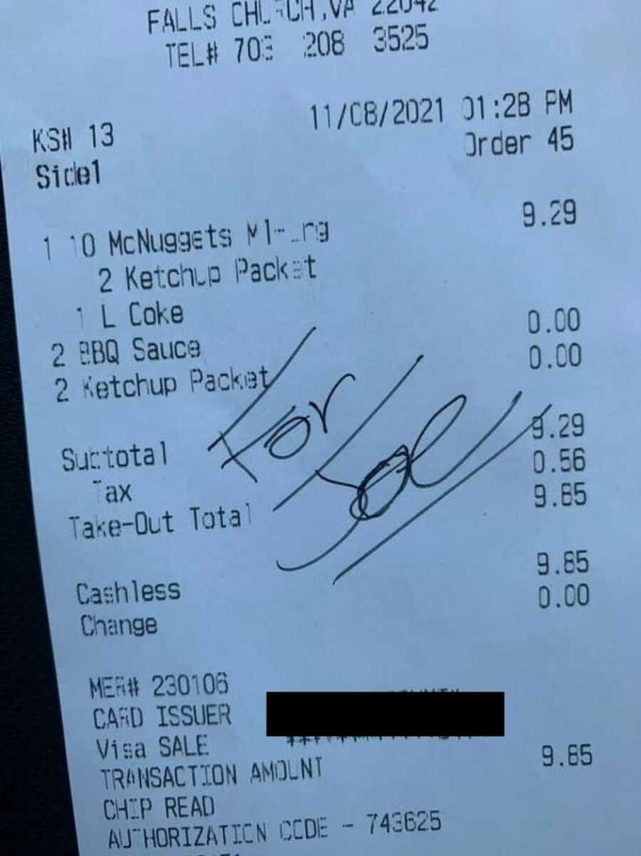 receipt of meal for a man who needed it given by a man buying coffee