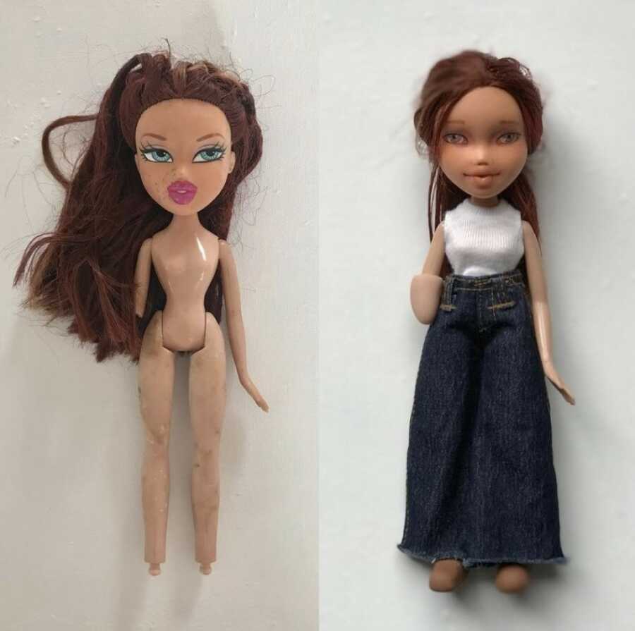 another transformed bratz doll that is dressed for modern day