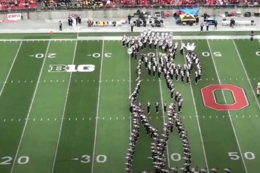 Marching band performing in honor of Michael Jackson