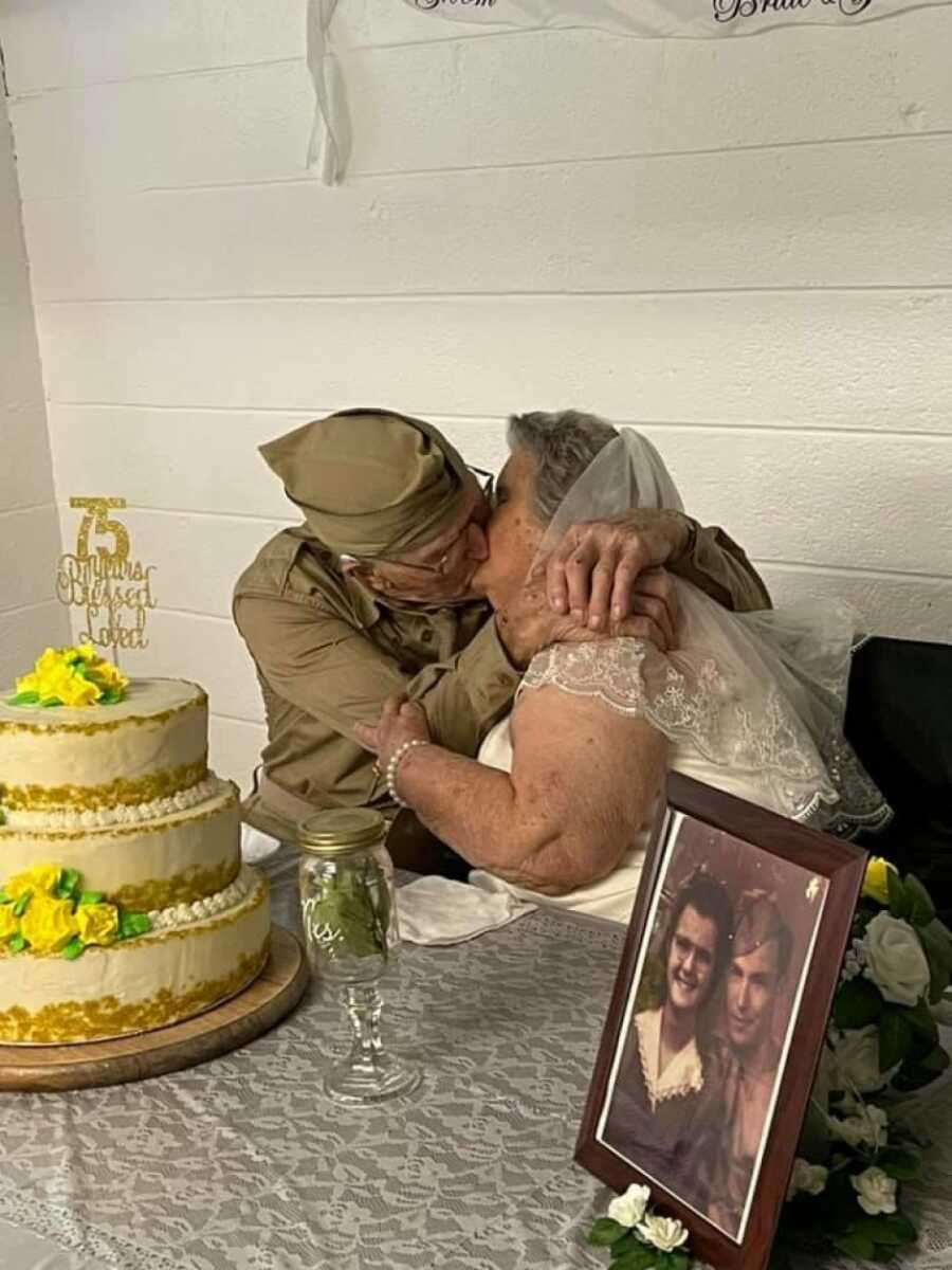 couple kissing at their vow renewal