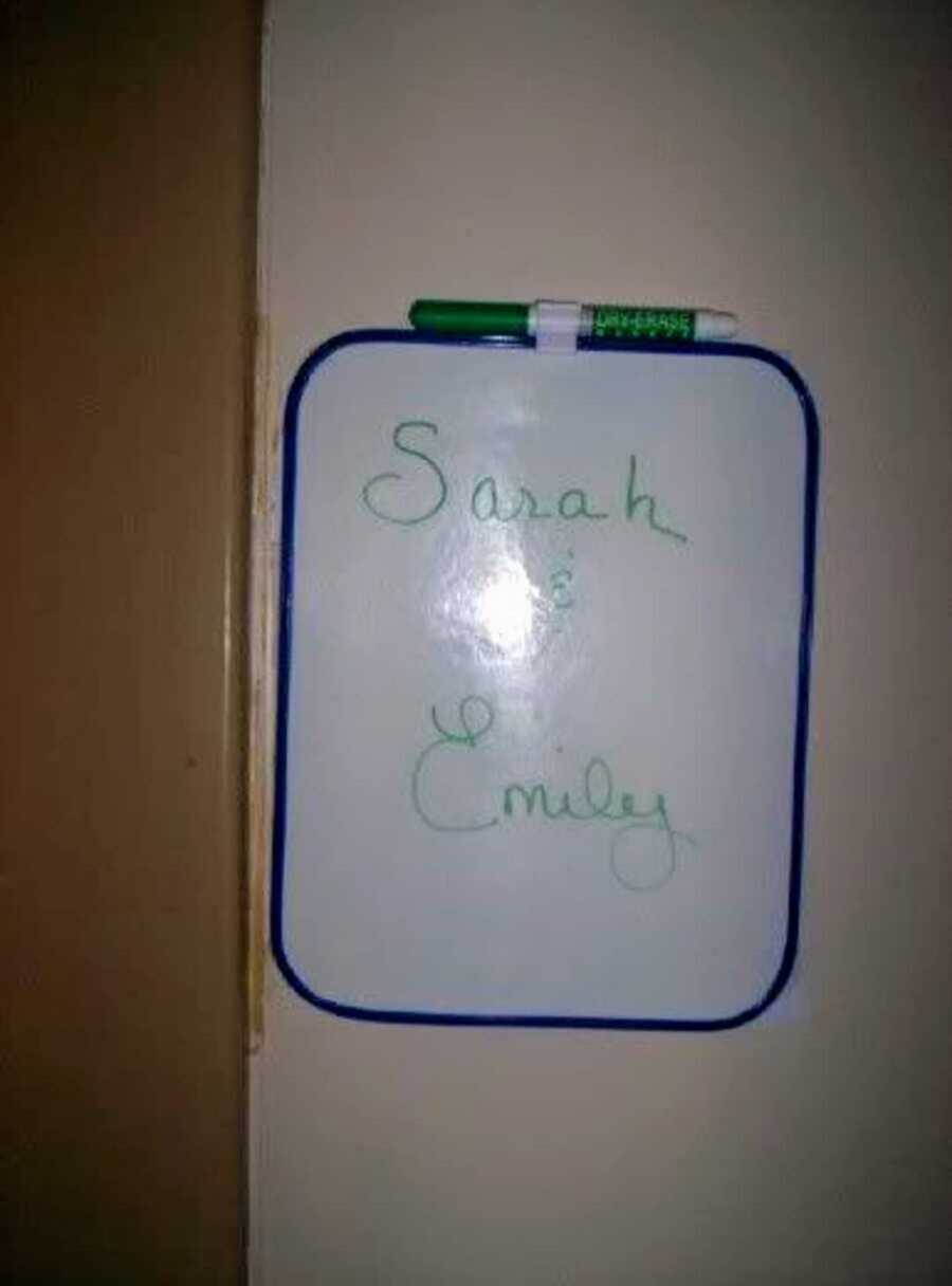 Dry erase board with green marker