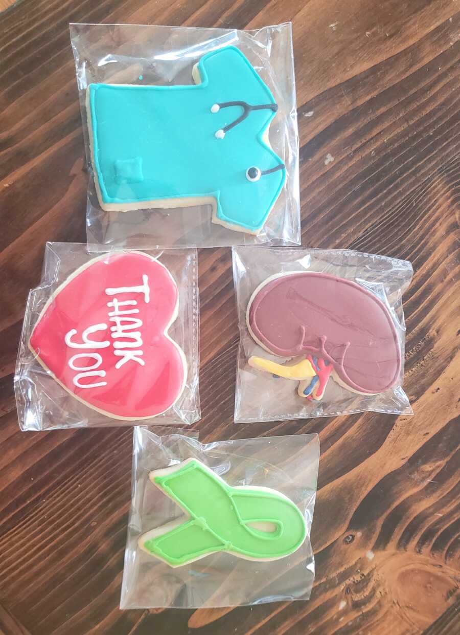 Special thank you cookies for the doctors and nurses involved in Erin's surgery.