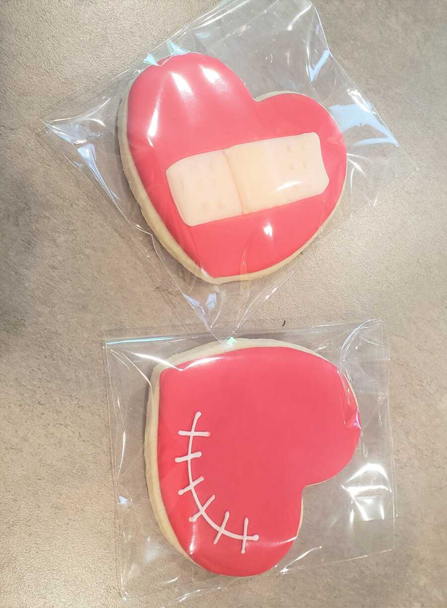 Special heart cookies made for the doctors and nurses involved in Bennett's surgery.