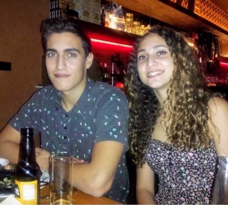 Woman and her brother in their teens