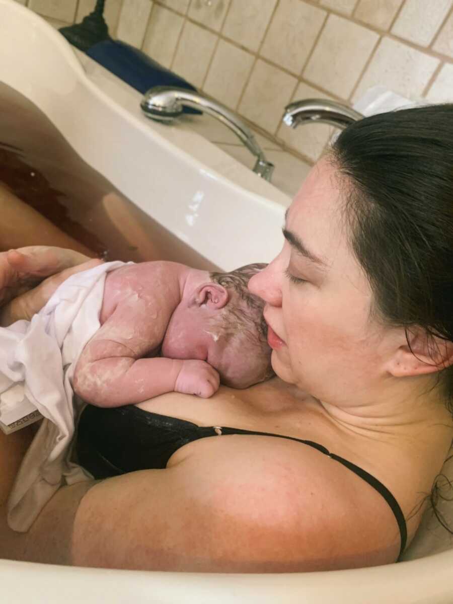 Jaclyn had a fast labor and beautiful, easy water birth at home.