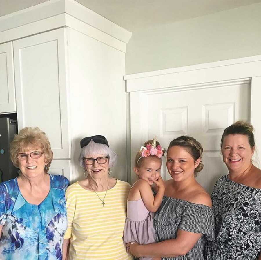Family captures several generations in sweet photo. 