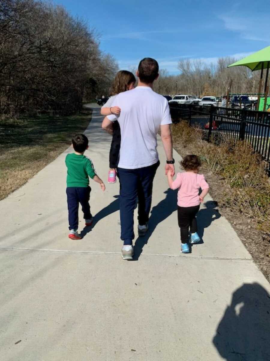 family stroll through the park