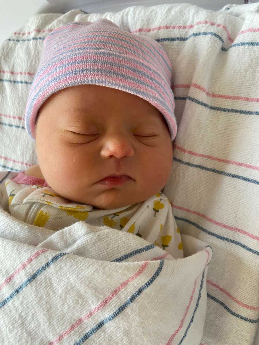 new born daughter sleeping