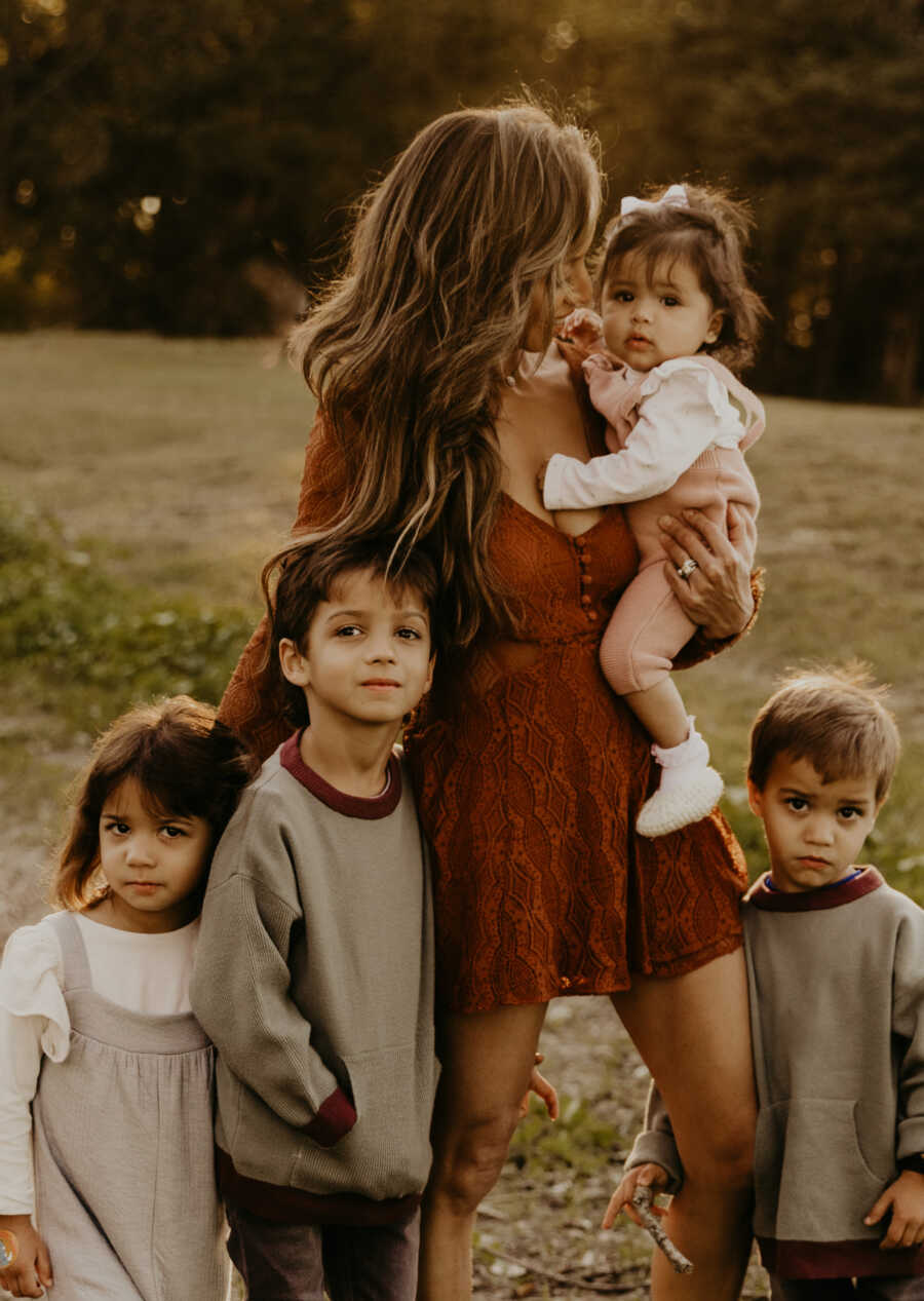 Roxanne with her four children. 