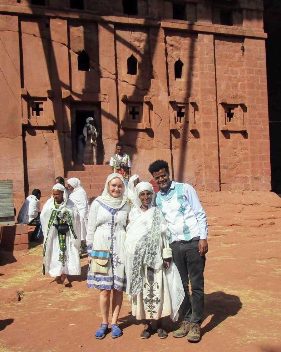woman with her boyfriend and his mom in ethiopia