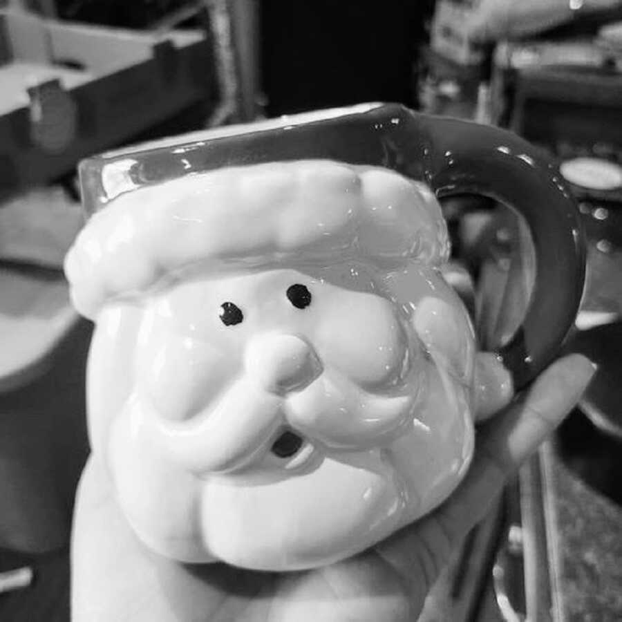 Festive coffee Mug with Santa Claus face