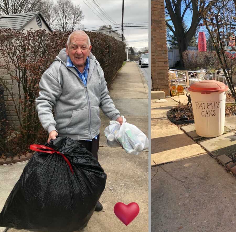 man taking out the garbage 