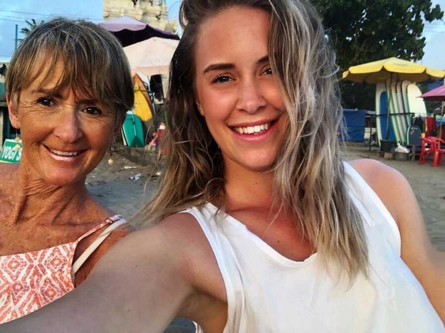 woman and her mom smiling