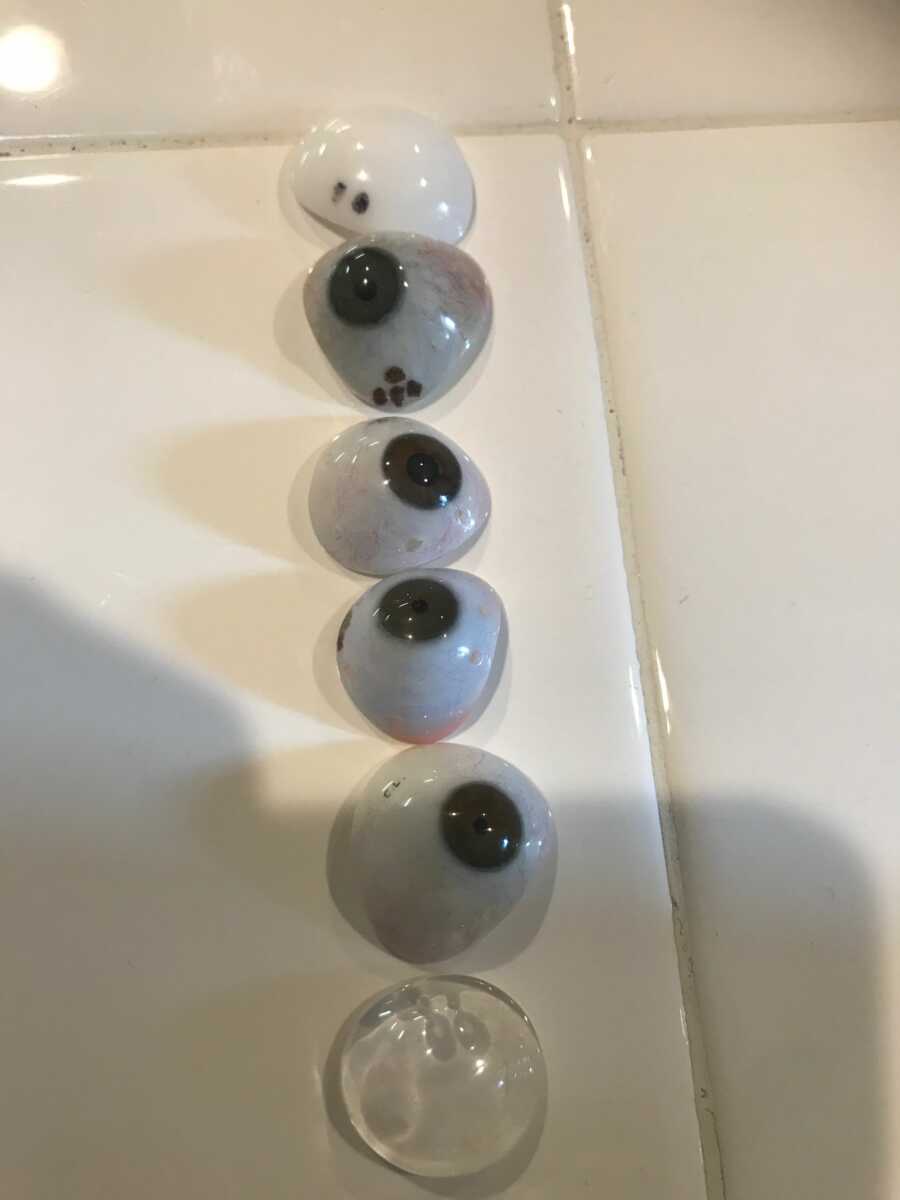 arrangement of fake eyes