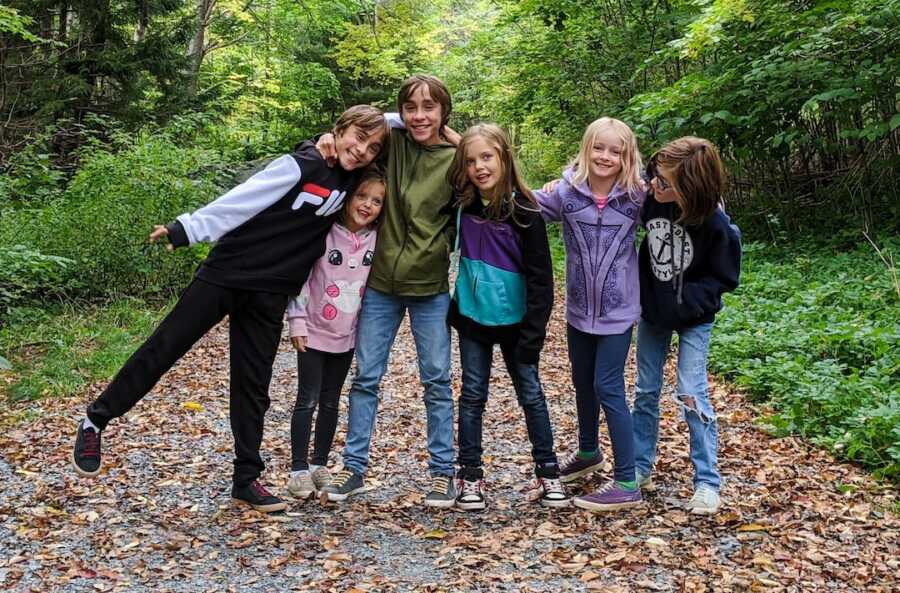 family portrait in the woods