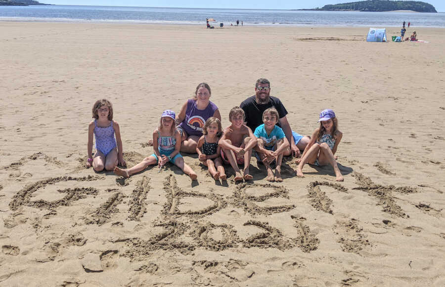 family portrait on the beach