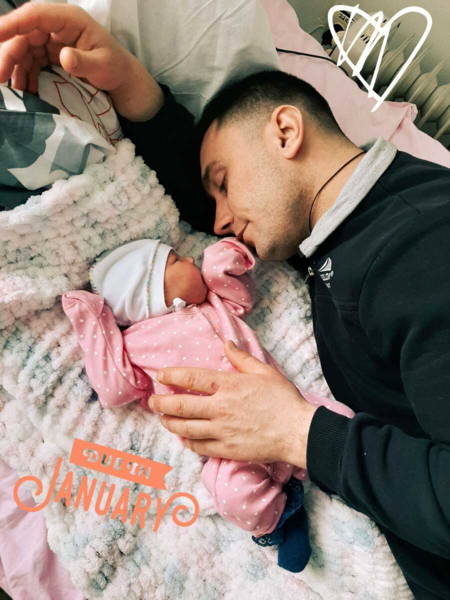 dad meeting his daughter with SMA for the first time
