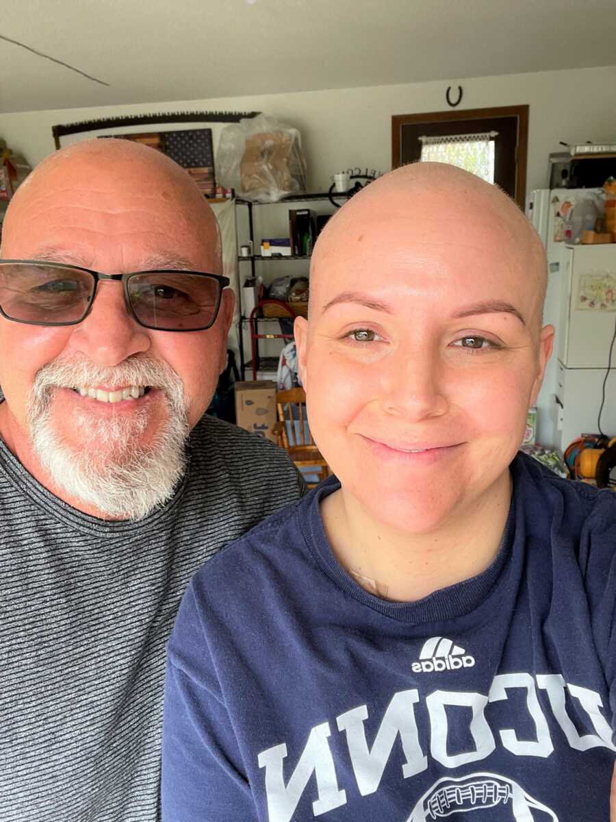 woman taking a selfie with her dad