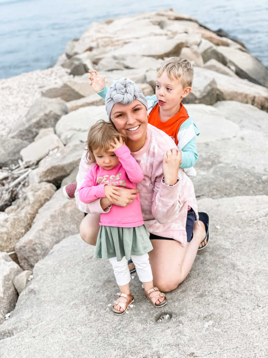 mom with cancer enjoying her children